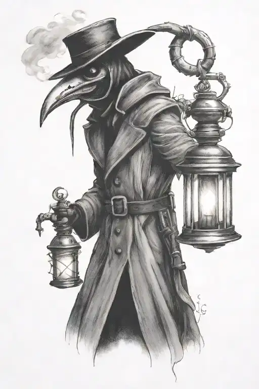 Plague Doctor Holding A Lantern