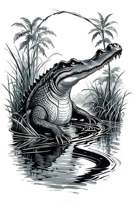 Bayou With Alligator