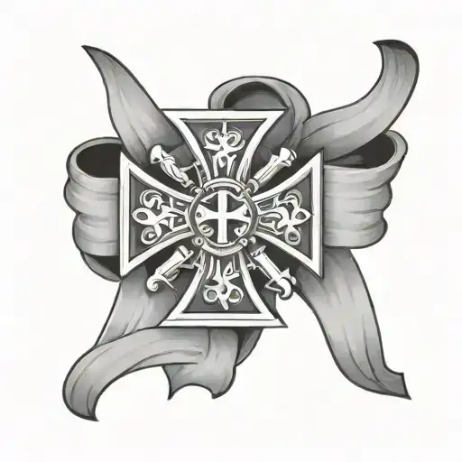 Maltese Cross And Banner Ribbon