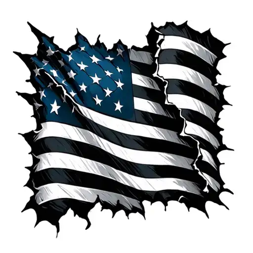 American Flag Torn Skin Opening