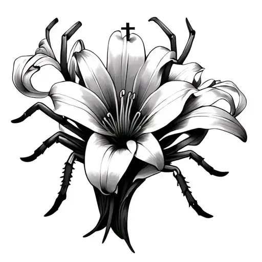 Spider Lily Flowers With Eyes And In The Center A Cross