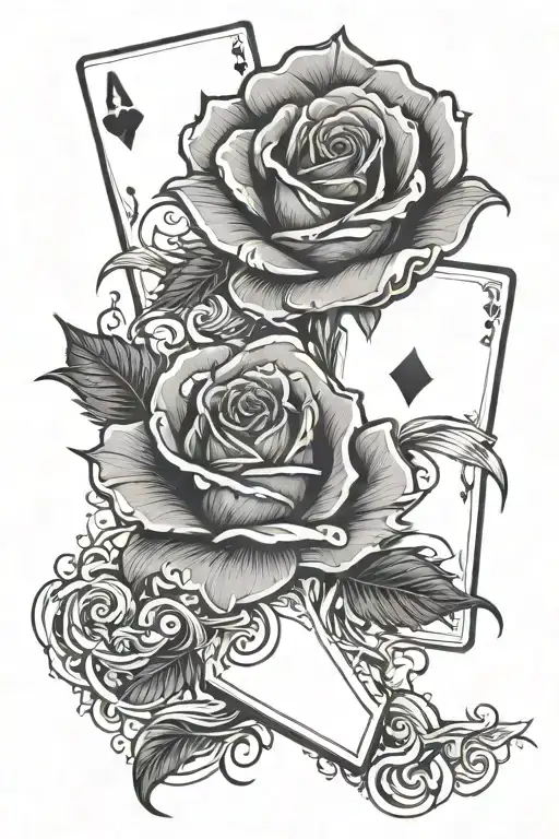 Rose And Flaming Cards Forming