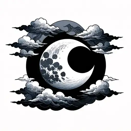 Japanese Moon And Cloud