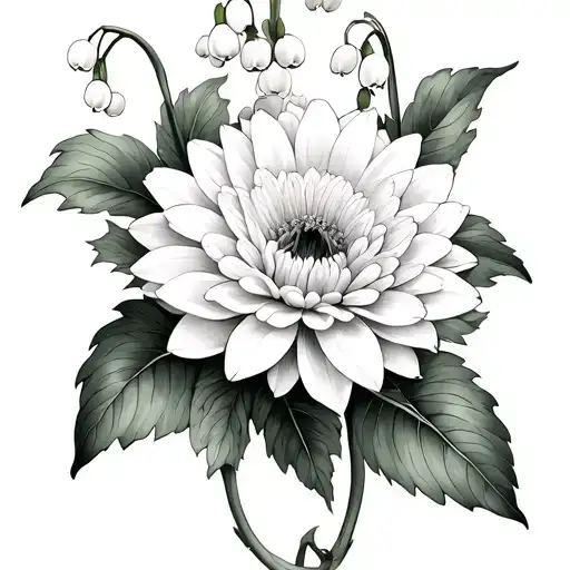 Lily Of The Valley And Chrysanthemum Tangled Together