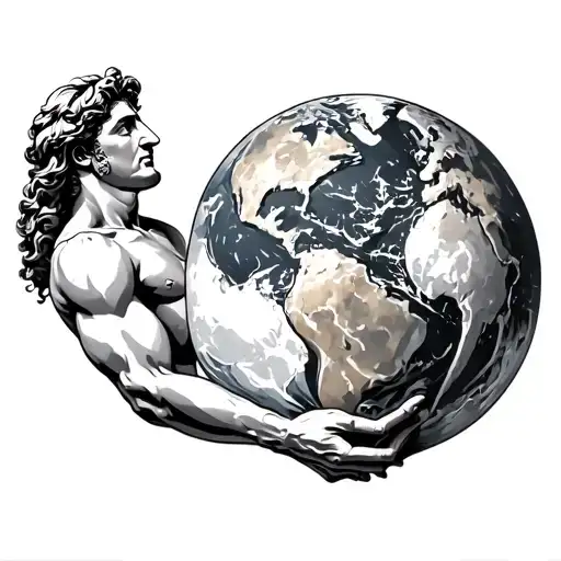 Greek God Atlas Holding The World