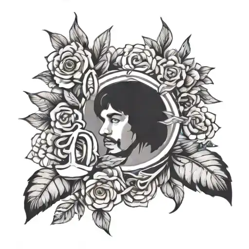 Incorporate Symbols From Le Casa De Papel Into A Black And Grey Floral Sleeve