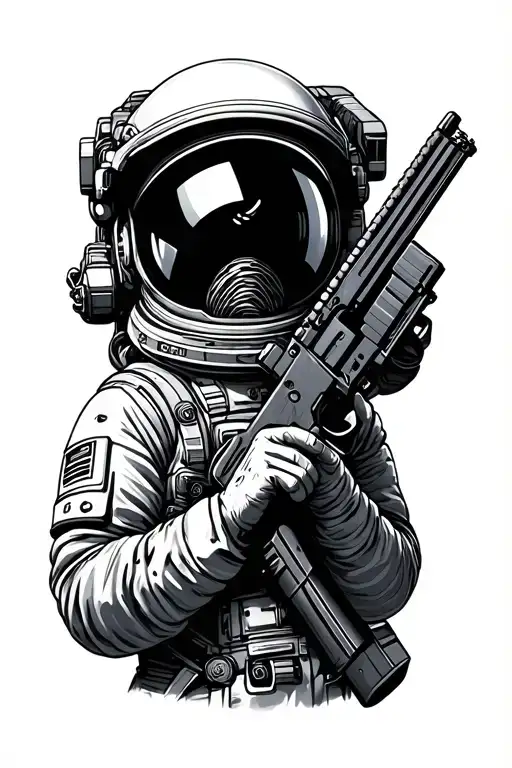 Astronaut Holding An Ak 47 Rifle