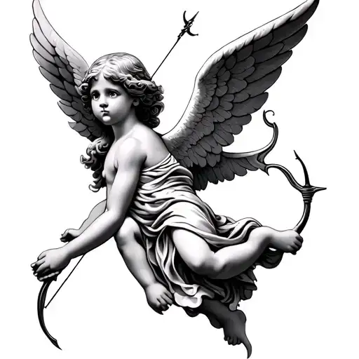Cherub Angel Holding A Bow And Arrow For Shoulder