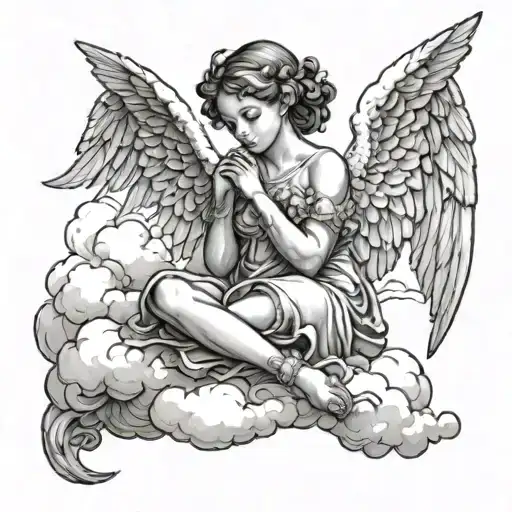 Angel Sitting On Clouds Surrounding
