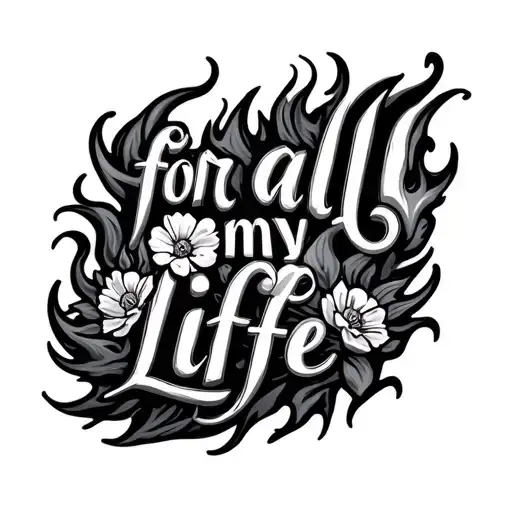 Text For All My Life Tribal Flowers Fire Flames
