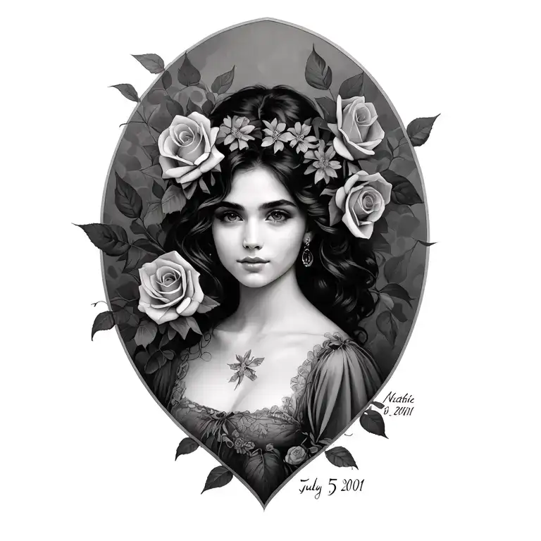 Natalie With Roses Intertwined And Date July 5 2001