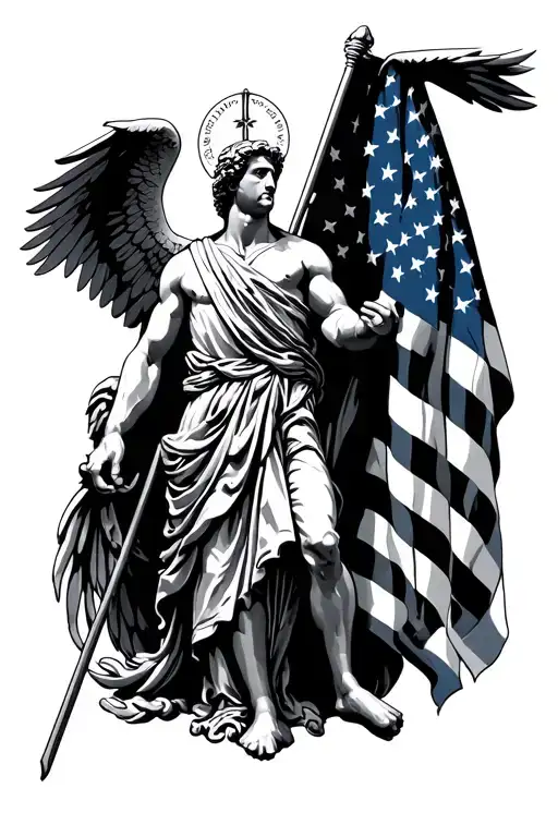 Saint Michael Holding American Flag