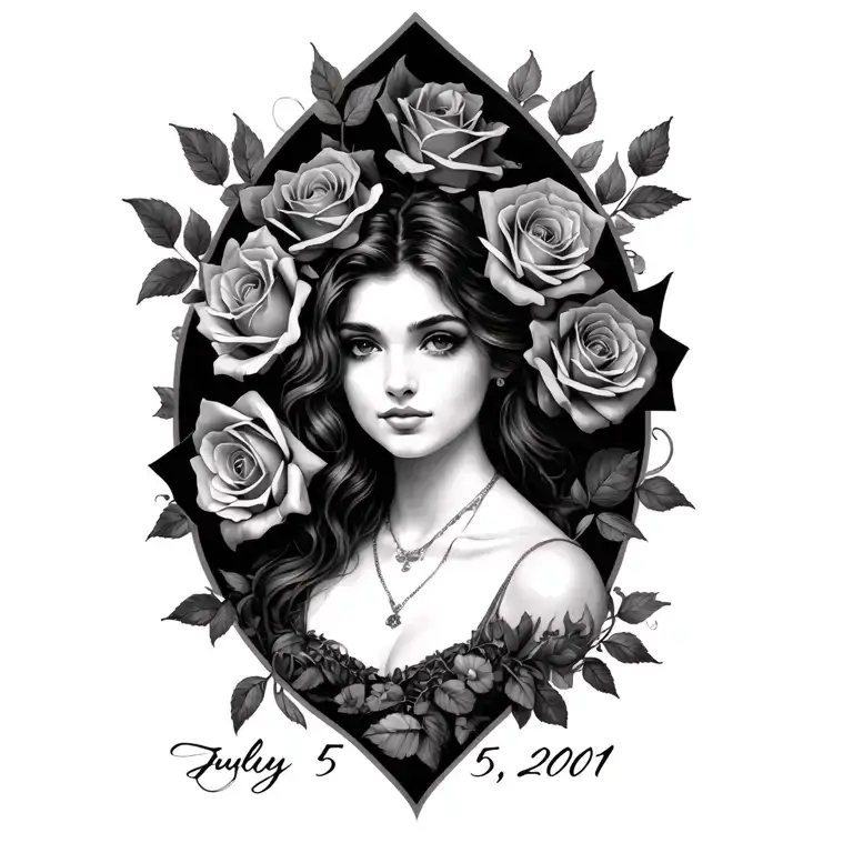 Natalie With Roses Intertwined And Date July 5 2001
