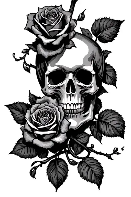 Skull Rose Vine On Hand