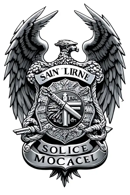 Saint Michael Police Badge Intertwined