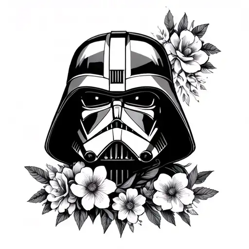 Floral Star Wars Pinup With Geometric Accents