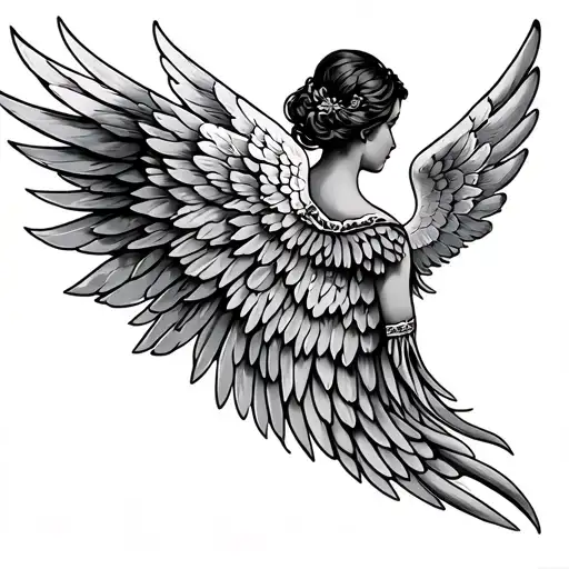 Back Tattoo Of An Angel Wing On Full Half Of The Back