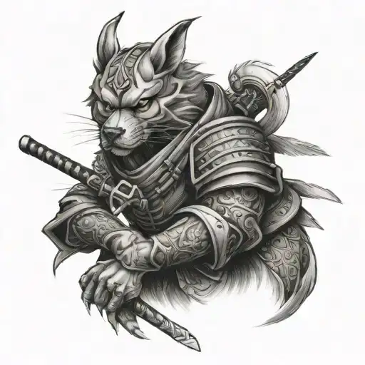 Bawarian Haunting Dog Samurai Warrior