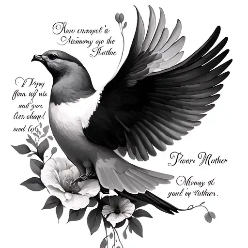 Dove Tattoo With Serenity Prayer And Memory Of Mother