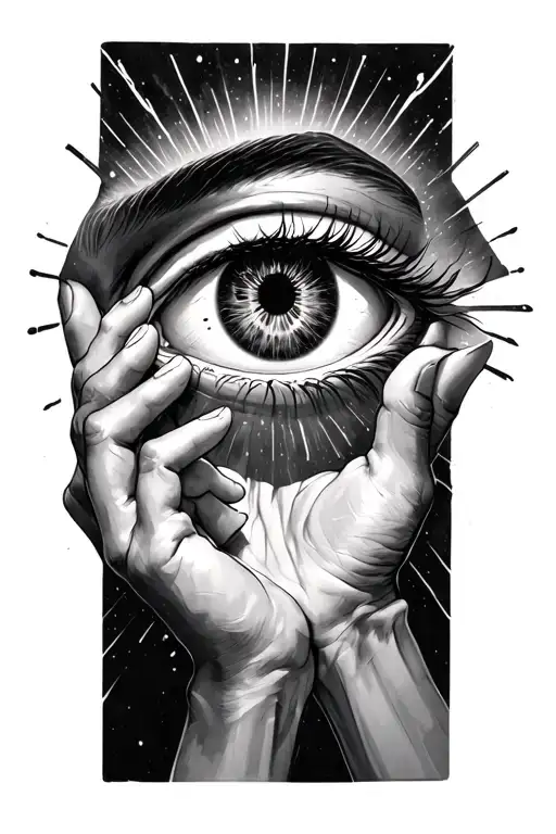 The Creation Hands With An Eye With Rays On The Outside Of The Eye