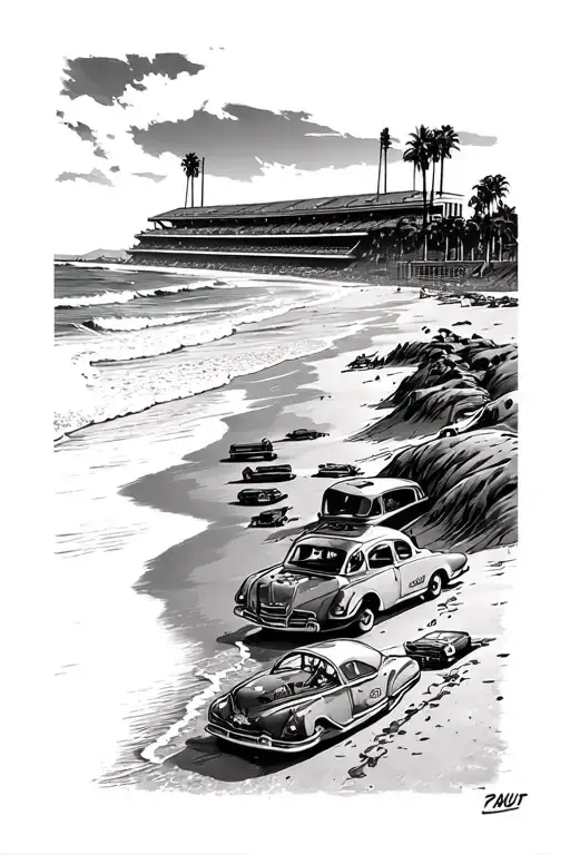 California Beach With Giants Stadium And In N Out And Surf And Military