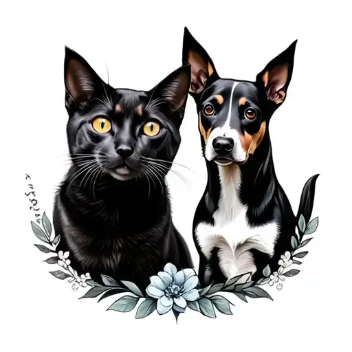 Cat And Dog Remembrance Tattoo Including