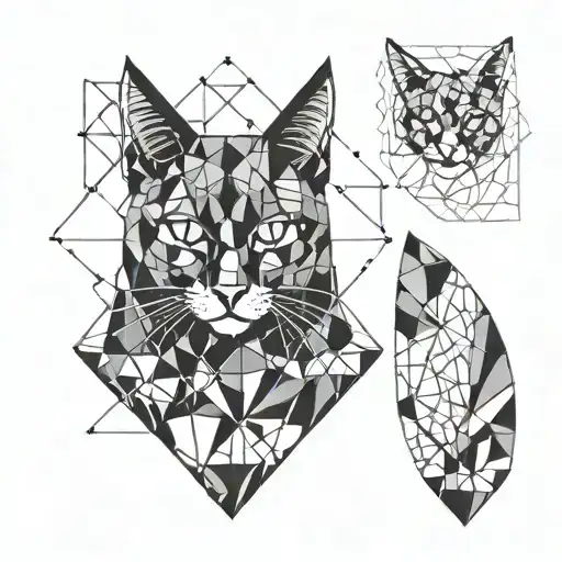Black Cat And Geometric Design Inspired