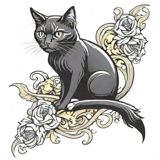 Black Cat And Aquaflash Design Inspired Design Featuring