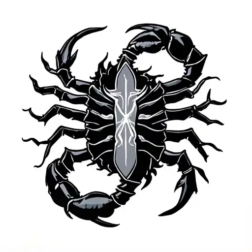 Cross And Scorpio Zodiac Sign