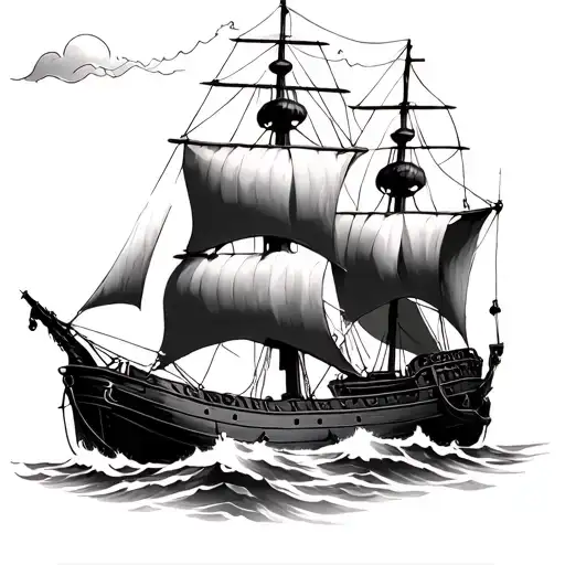 Minimalist Pirate Ship Sailing