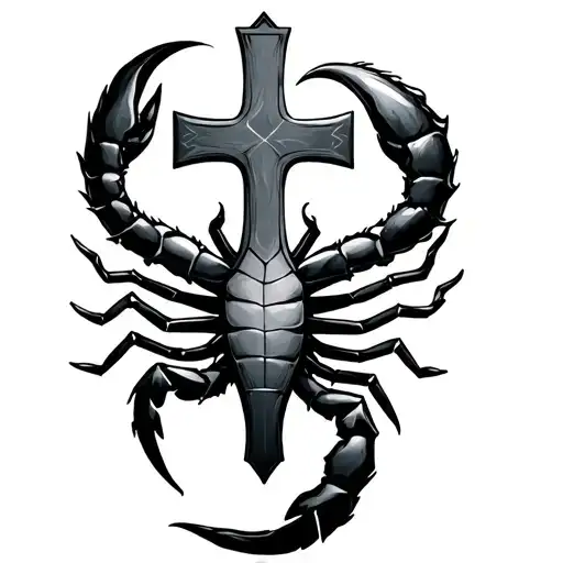 Cross And Scorpio Zodiac Sign Surrounded