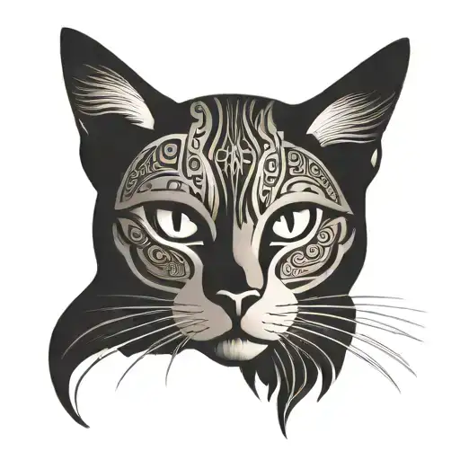 Black Cat With Tribal Patterns