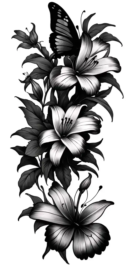 Lion Lilies Butterflies