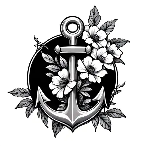 Anchor And Flowers Wrapped