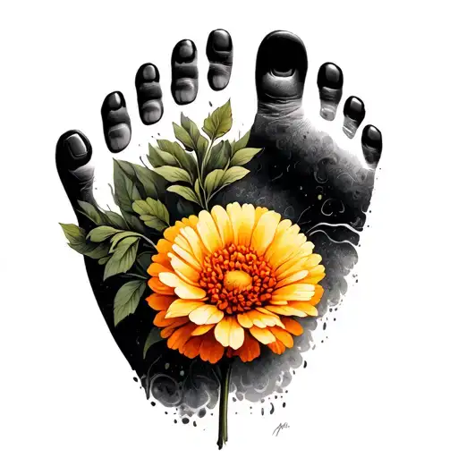 Marigold And Foot Print
