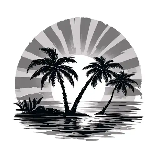 Palm Trees With A A Sun