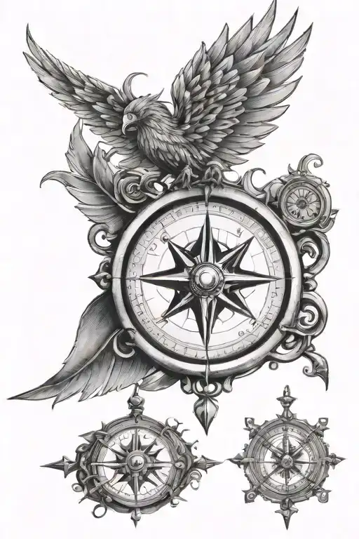 Long Compass With Wings