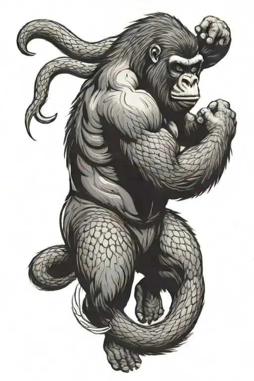 Gorilla Wrestling Snake Wrapped