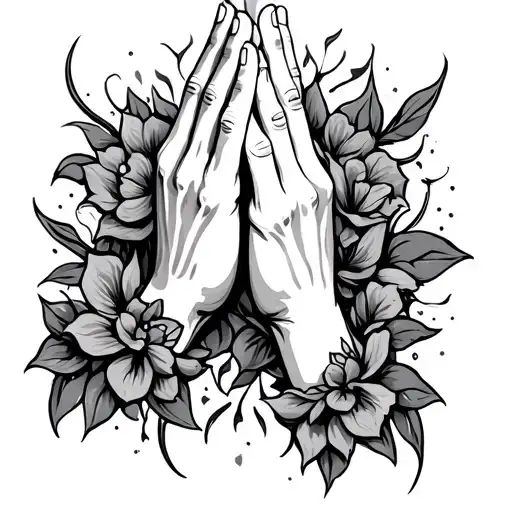 Praying Hands Intertwined Stensil