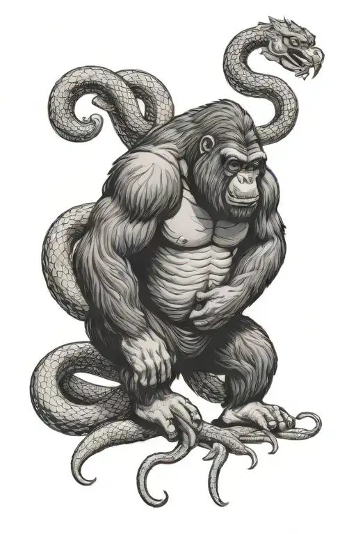 Japanese Gorilla And Snake Wrapped