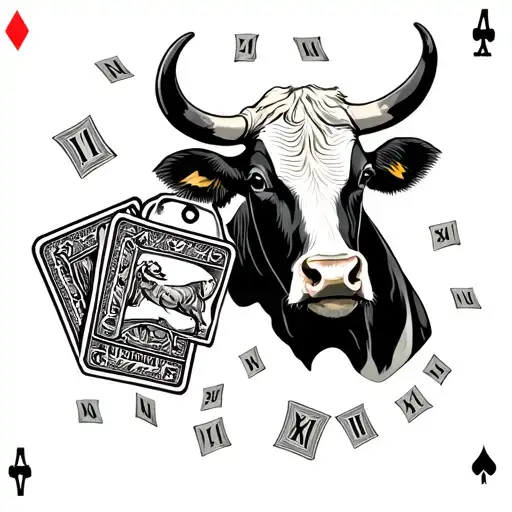 Cards Falling With Roman Numerals And Cow Tag Says Ambition