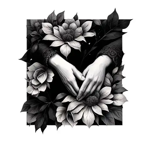 Stensil Hands Holding Each Other