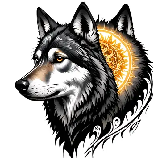 Nordic 2 Wolves Skoll And Hati Sun