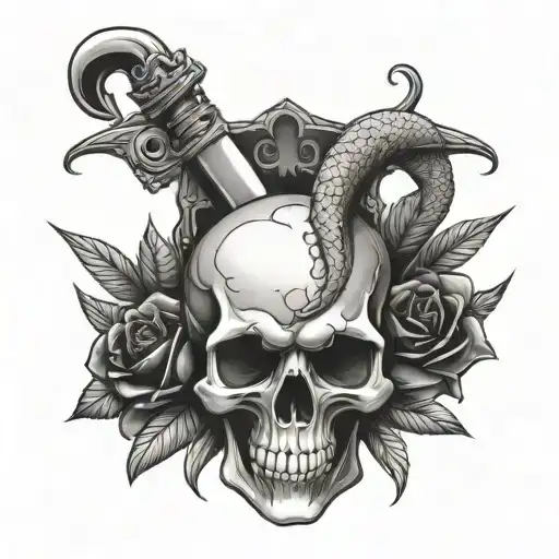 Skull Snake Heart Dagger