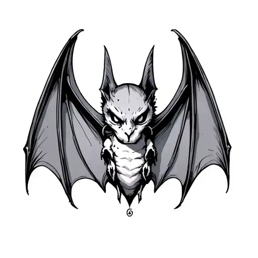 Bat Small Tattoo Incorporating Gothic Elements