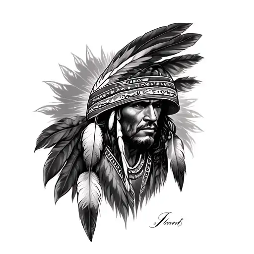 Make A Full Sleave Tattoo Western Style With Fethers For My Native America Back Ground