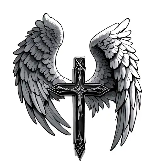 Angel Wings On A Cross
