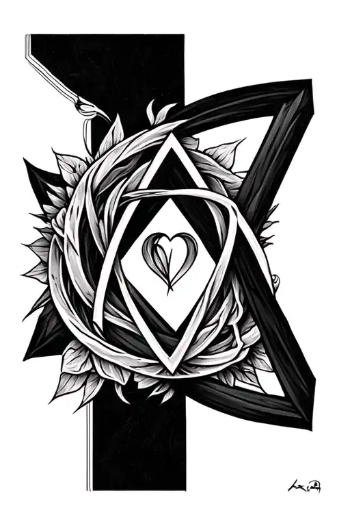 Circle Of Sins Love Triangle Outline Intertwined