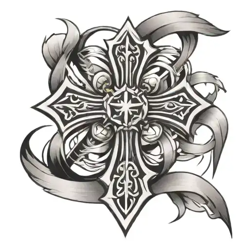 Tribal Cross With Ribbons