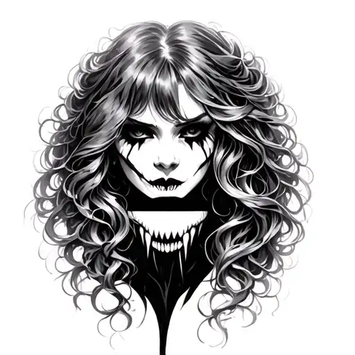 Beautiful Gothic Vampire Women With Fangs Showing Teeth